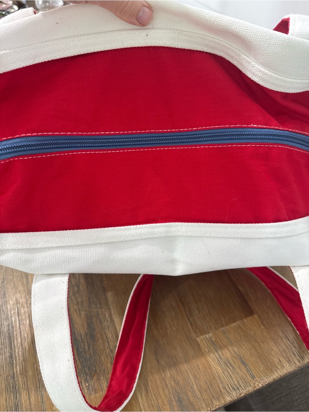 Dalix Red White Blue Striped Zip-Top Lined Tote Bag 4th of July Nautical - Picture 3 of 5